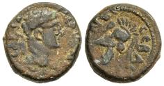 Ancient Coins - VF Domitian Caesar AE14 Sebaste Samaria (Israel) 81 - 82 AD Crested Helmet