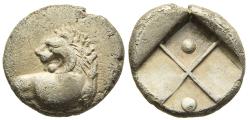 Ancient Coins - VF Chersonesos Thrace Silver Hemidrachm 386-338 BC Lion Forepart / 2 Pellets
