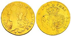 World Coins - Gold Double Louis D'or France Louis XV the Beloved 1715-1774 Strasbourg