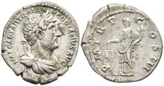 Ancient Coins - Ch VF Hadrian Silver Denarius Aequitas Standing Holding Scales