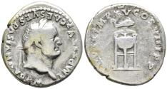 Ancient Coins - Choice F Titus Silver Denarius Rome 80 AD Tripod Lebes Dolphin Backrest