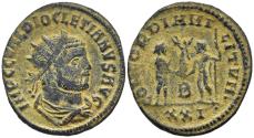 Ancient Coins - VF Diocletian Antoninianus Cyzicus 284-5 AD Jupiter Presenting Victory On Globe