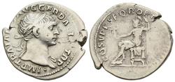 Ancient Coins - aVF Trajan Silver Denarius Rome 108-9 AD Roma Seated Holding Victory