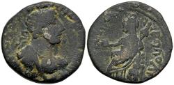 Ancient Coins - Hadrian Petra Arabia AE26 Bust With Head of Medusa on Cuirass