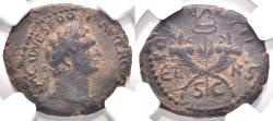 Ancient Coins - NGC Ch VF Herod Agrippa II AE19 Semis Domitian at Caesarea Maritima 85-6 AD