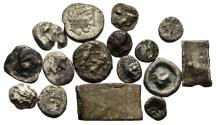Ancient Coins - Lot of 14 Greek Silver Fractions and 2 Iberian Hacksilver c. 500-330 BC