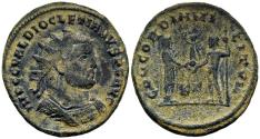 Ancient Coins - Ch aVF Diocletian AE21 Radiate Cyzicus Mint Jupiter Offering Victory on Globe
