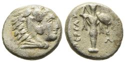 Ancient Coins - Pergamon Mysia Silver Diobol 330-284 BC Hd of Herakles/ Cultus Statue of Athena