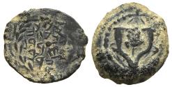 Ancient Coins - Judean Kingdom Alexander Jannaeus (Yehonatan) 104-76 BC Prutah Two Cornucopias
