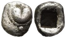 Ancient Coins - Very Rare VF Kyrene Kyrenaica 510-475 BC Obol Heart-Shaped Silphium Fruit
