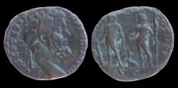 Ancient Coins - Septimius Severus - AE Sestertius - DIS AVSPICIB TR P II COS II P P Hercules & Bacchus - rare