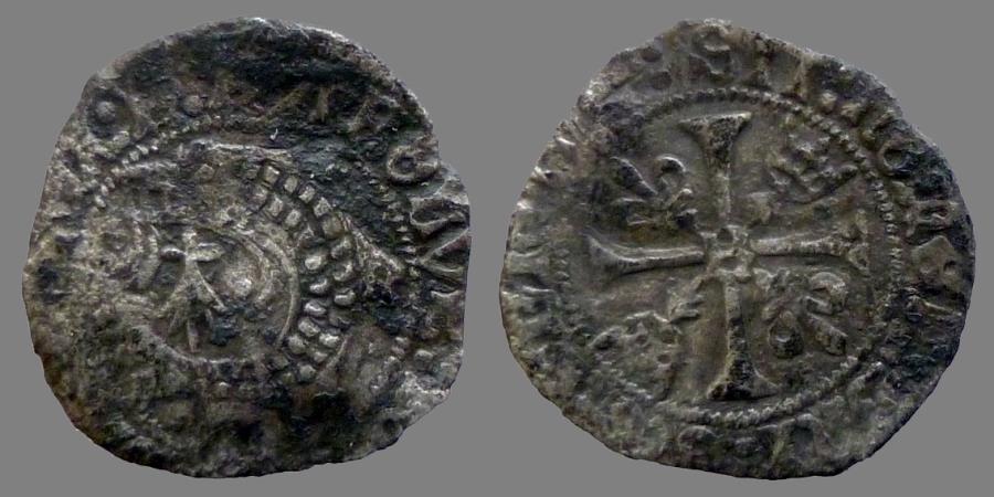 World Coins - France - Charles VIII - Liard au dauphin de Bretagne - Rennes mint - scarce