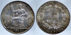World Coins - French Indochina - 20 cents 1913 - rare and quality