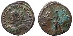 Ancient Coins - Maximianus - Billon Aurelianus - PAX AVGG - Lyon - Rare left bust with spear and shield - Not in RIC