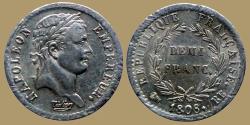 World Coins - Napoleon I - Demi Franc - 1808 BB (Strasbourg) 