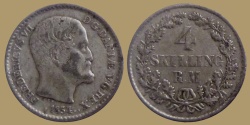 World Coins - Denmark - Frederick VII - 4 Skilling Rigsmont 1854 