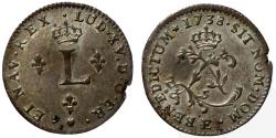 World Coins - FRANCE - USA - CANADA Louis XV 2 sols 1738 E - rare and quality