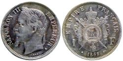 World Coins - Napoleon III - 1 Franc 1868 A = Paris