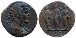 Ancient Coins - Septimius Severus - AE Sestertius - MONET AVG COS II PP - RIC. 670 var
