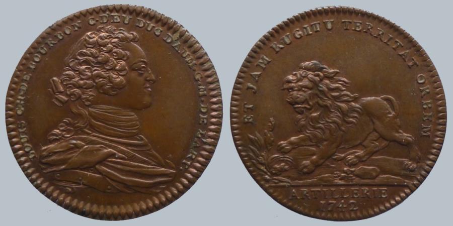 World Coins - FRANCE - AE Jeton - Louis Charles de Bourbon - ARTILLERIE 1742 - very scarce - Quality