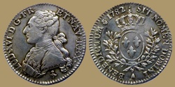 World Coins - France - Louis XVI - 1/5 ecu 1782 A - nice