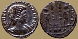 Ancient Coins - Constantinus II Caesar - AE reduced Follis - GLORIA EXERCITVS  - Trier -  RIC.545 - what a hair cut