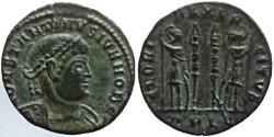 Ancient Coins - Constantinus II Caes - AE Nummus - GLORIA EXERCITVS - Lyon - RIC.263 r2 - portrait!