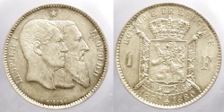 World Coins - Belgium - Leopold I & Leopold II - 1 Franc 1830 - 1880 - nice quality