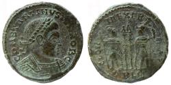 Ancient Coins - Constantinus II Caes - AE Nummus - GLORIA EXERCITVS - Lyon - RIC.244 r2