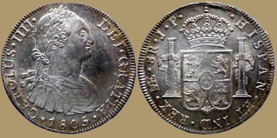 World Coins - PERU - Carolus IV of Spain - 8 Reales - 1805 Lima - KM.97 - QUALITY