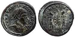 Ancient Coins - Constantinus II Caes - AE Nummus - GLORIA EXERCITVS - Trier- RIC.527