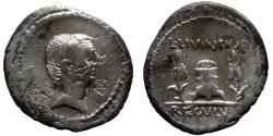 Ancient Coins - Livineius Regulus - AR  Denarius - Modius -