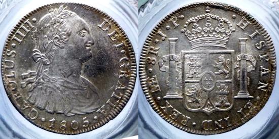 World Coins - PERU - Carolus IV of Spain - 8 Reales - 1805 Lima - KM.97 - QUALITY