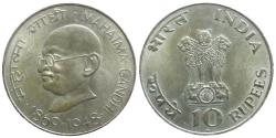 World Coins - India - Republic - 10 Rupees - Gandhi - KM. 185