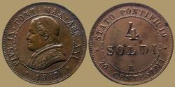World Coins - VATICAN - PIUS IX - 4 Soldi - 1867  R - KM.1374