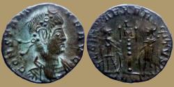 Ancient Coins - Constans - Ae 3/4 - GLORIA EXERCITVS - Trier - RIC. VIII 111 - nice portrait