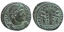 Ancient Coins - Constantine I - AE nummus - GLORIA EXERCITVS - Arles- RIC.370 R2- quality