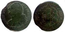 World Coins - FRANCE - Constitution - Louis XVI - 2 sols 1793 BB Strasbourg - KM. 612