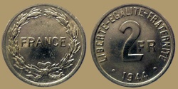 Us Coins - FRANCE - France Libre - 2 Francs 1944 struck in Philadelphia (USA) - nice quality