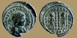 Ancient Coins - Constantine II - AE reduced Follis - GLORIA EXERCITVS - Trier - heavy