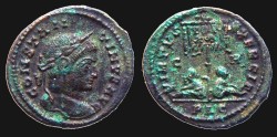 Ancient Coins - Constantine - reduced follis - VIRTVS EXERCIT - Lyon mint