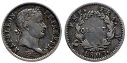 World Coins - FRANCE, Premier Empire. Napoléon - Quart Franc 1809 A - scarce