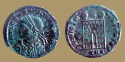 Ancient Coins - Constantius II Caesar - AE reduced Follis - PROVIDENTIAE CAESS - Trier Mint