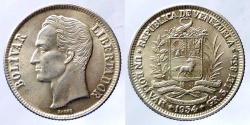 World Coins - Venezuela - 1 Bolivar 1954 