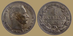 World Coins - Denmark - Christian IX - 4 Skilling Rigsmont 1874 CS - Quality - scarce