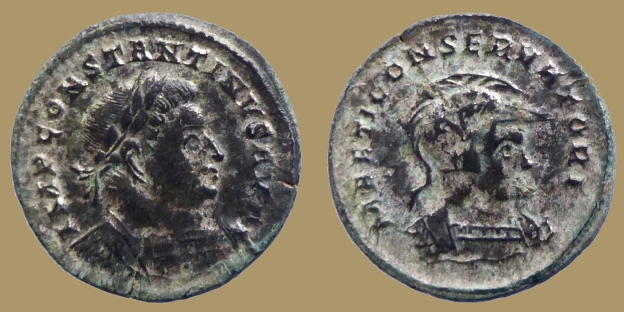Ancient Coins - CONSTANTINE I - AE Follis - MARTI CONSERVATORI - Mars bust right - Trier mint