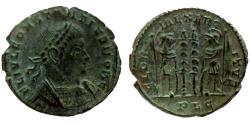 Ancient Coins - Constantius II Caes - AE nummus - GLORIA EXERCITVS - Lyon - RIC. 240 R2