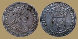 World Coins - FRANCE - Louis XIV - 1/4 écu 1644 A point (dot)