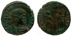 Ancient Coins - Constantius II Caesar - AE nummus - GLORIA EXERCITVS - Lyon - RIC.264 r4