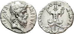 Ancient Coins - SEXTUS POMPEY. Denarius (37/6 BC). Uncertain Sicilian mint.
